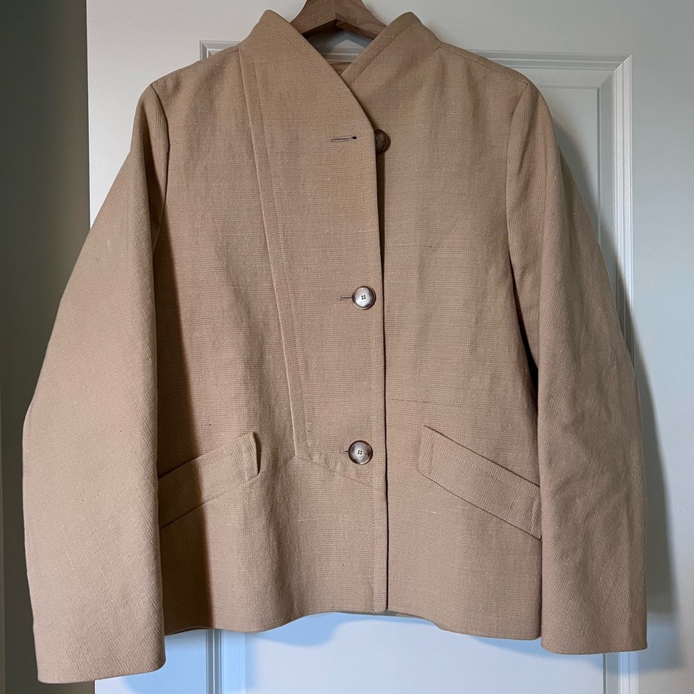 Sezane Beige/Tan Boxy Button Front Jacket